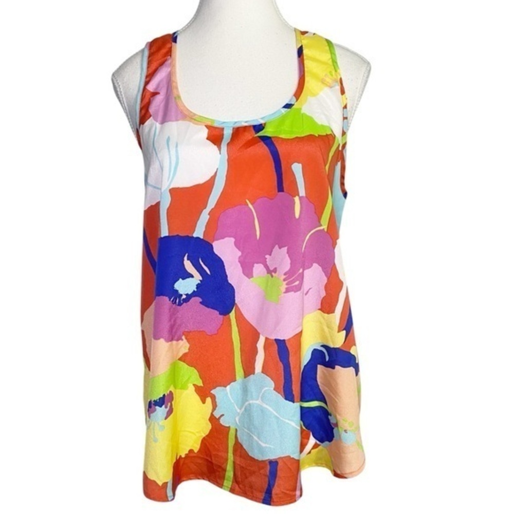 Everly Colorful Abstract Floral Print Sleeveless Top